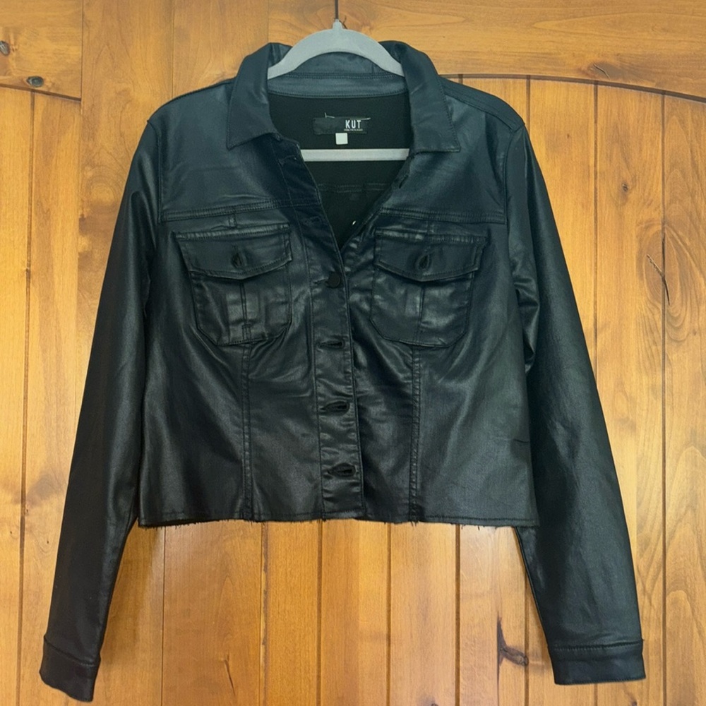 Blue leather jacket
